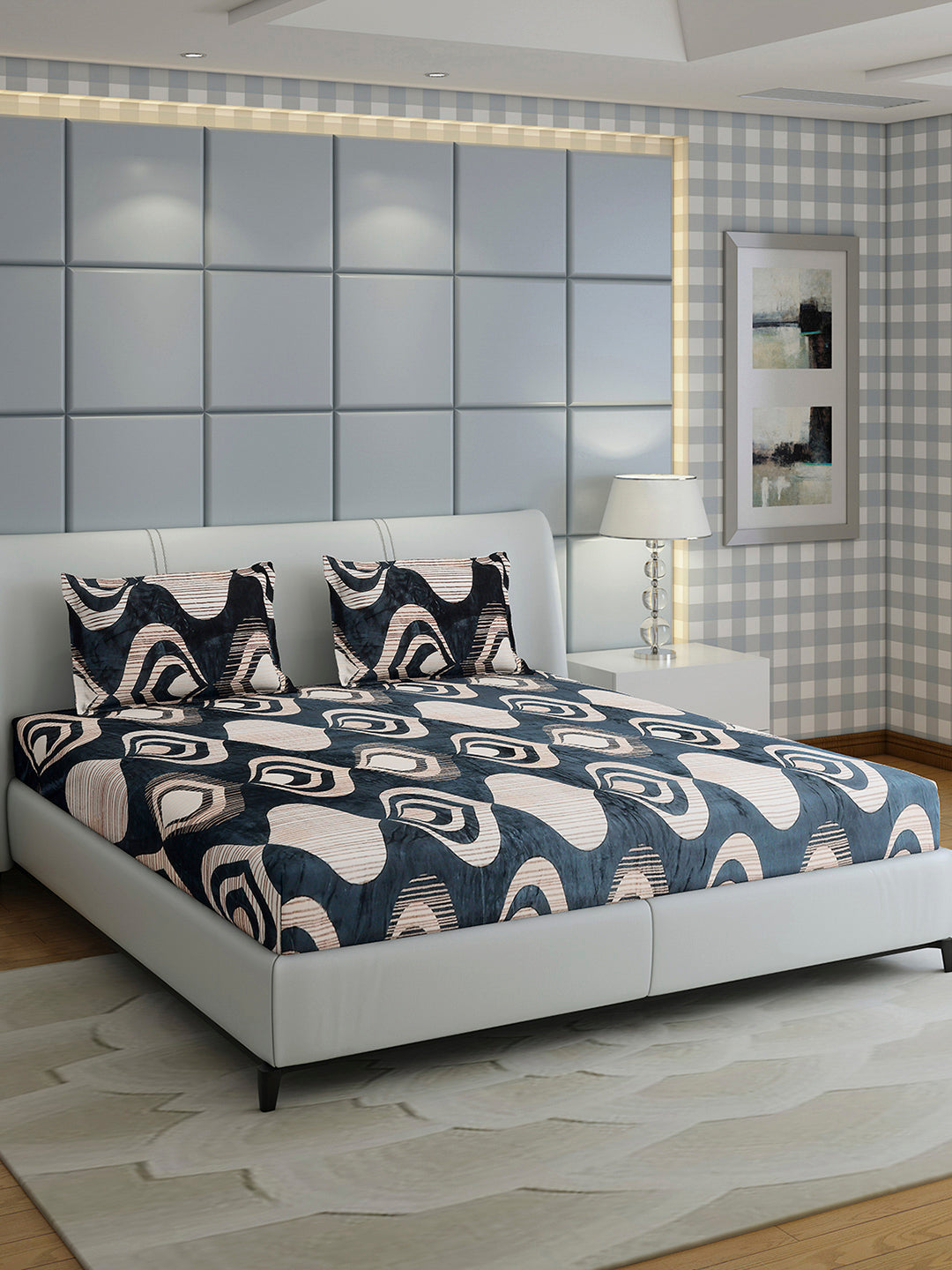 247 GSM 100% Polyester King Bed 1 Bedsheet with 2 Pillow Cover (Teresa)