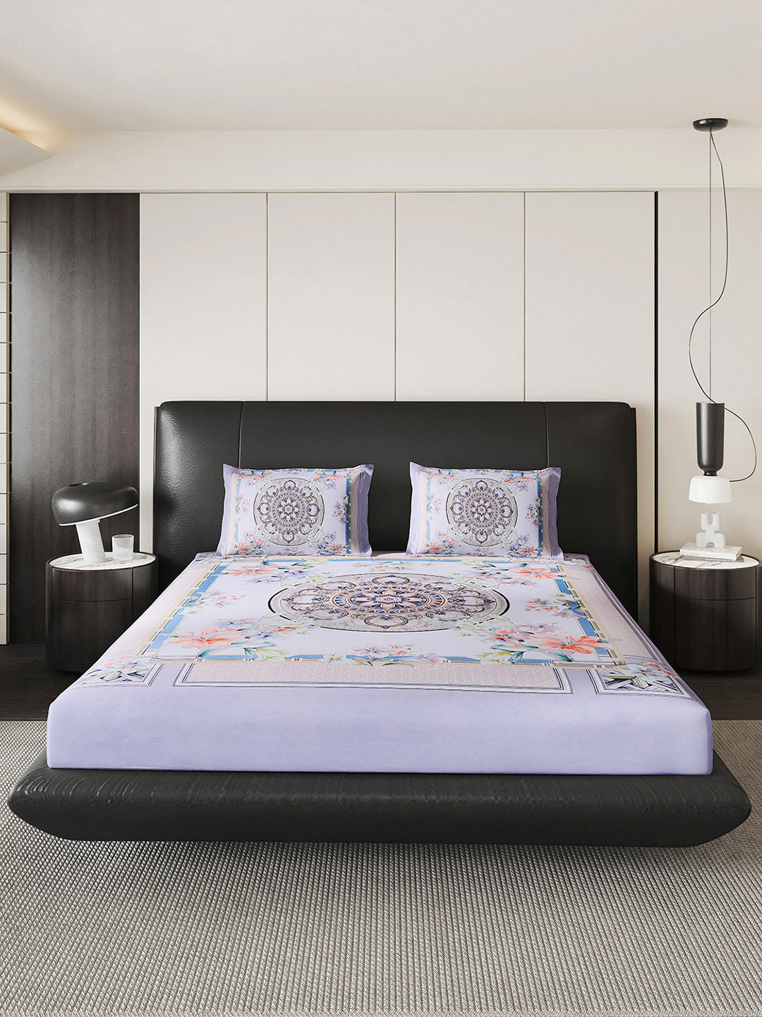 252 GSM 100% Polyester King Bed 1 Bedsheet with 2 Pillow Cover (Urban)