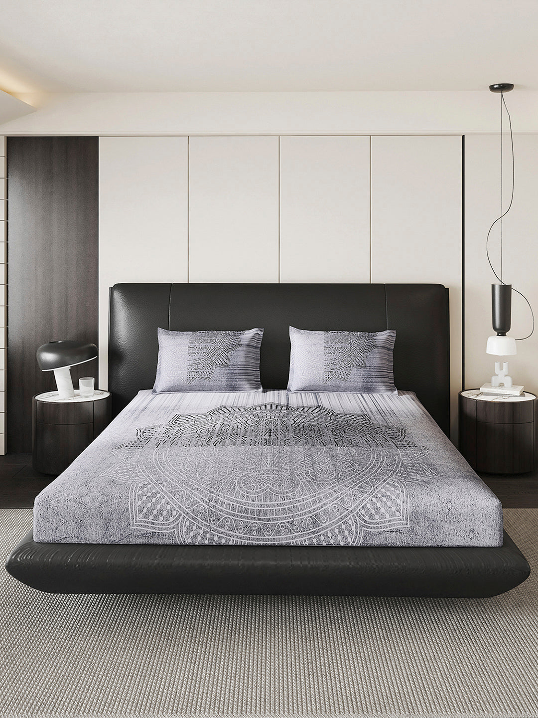 252 GSM Polyester King Bed 1 Bedsheet with 2 Pillow Cover (Urban)