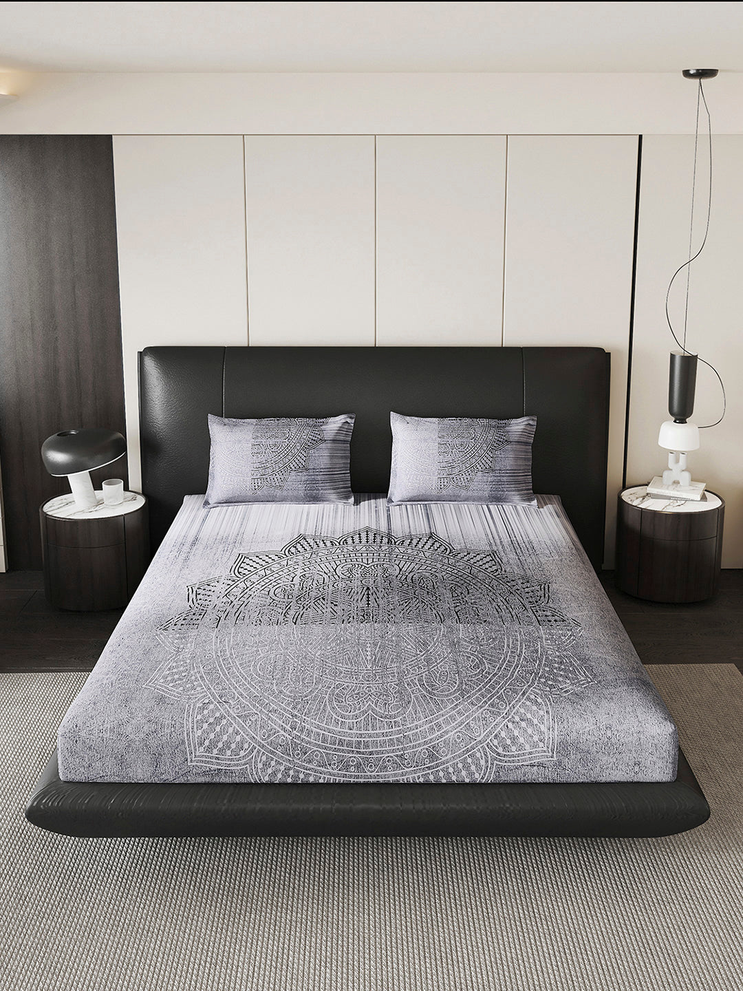 252 GSM Polyester King Bed 1 Bedsheet with 2 Pillow Cover (Urban)