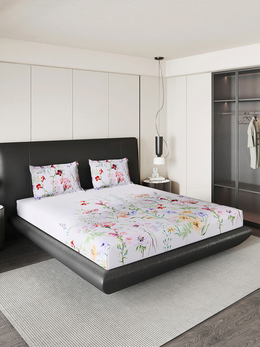 252 GSM 100% Polyester King Bed 1 Bedsheet with 2 Pillow Cover (Urban)