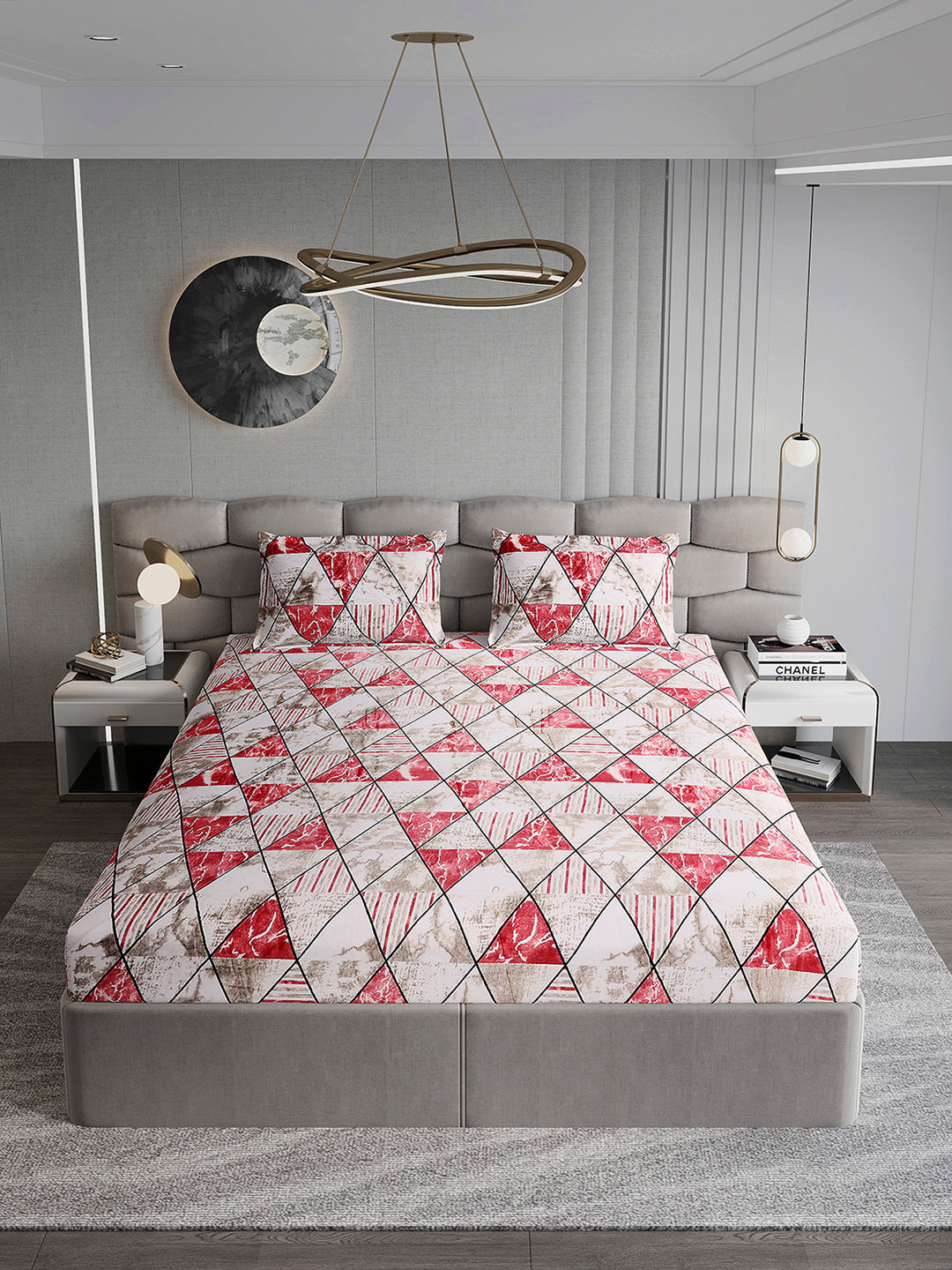 247 GSM 100% Polyester King Bed 1 Bedsheet with 2 Pillow Cover (Vibe)