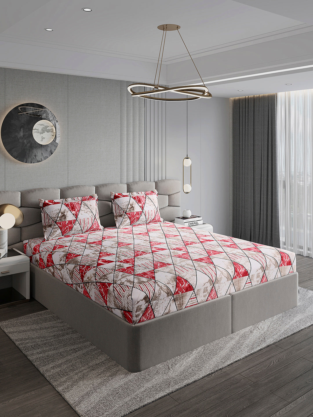 247 GSM 100% Polyester King Bed 1 Bedsheet with 2 Pillow Cover (Vibe)