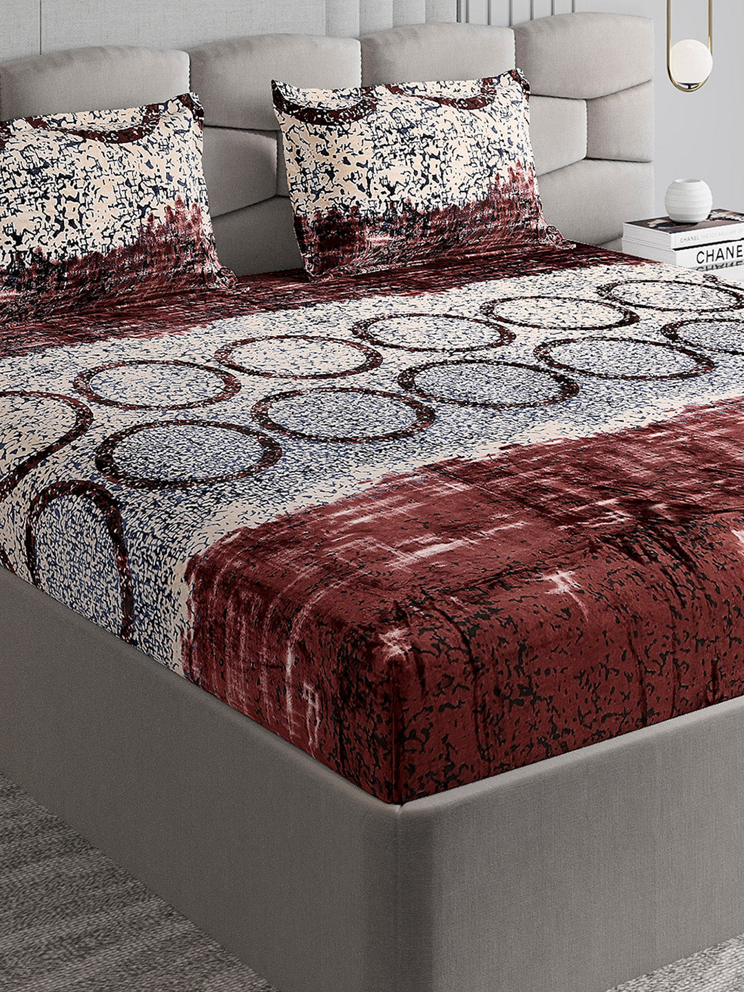 247 GSM 100% Polyester King Bed 1 Bedsheet with 2 Pillow Cover (Vibe)