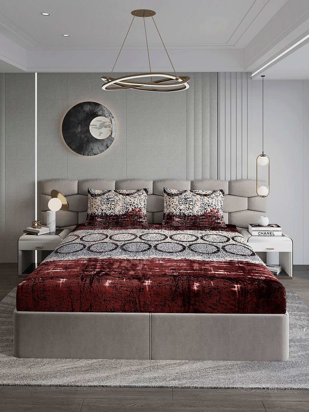 247 GSM 100% Polyester King Bed 1 Bedsheet with 2 Pillow Cover (Vibe)