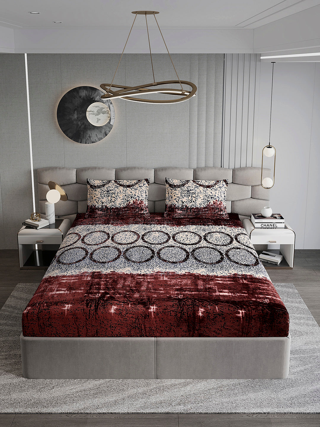 247 GSM 100% Polyester King Bed 1 Bedsheet with 2 Pillow Cover (Vibe)