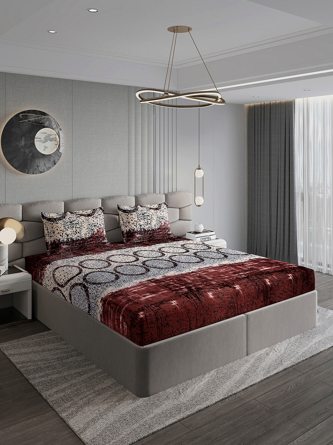 247 GSM 100% Polyester King Bed 1 Bedsheet with 2 Pillow Cover (Vibe)