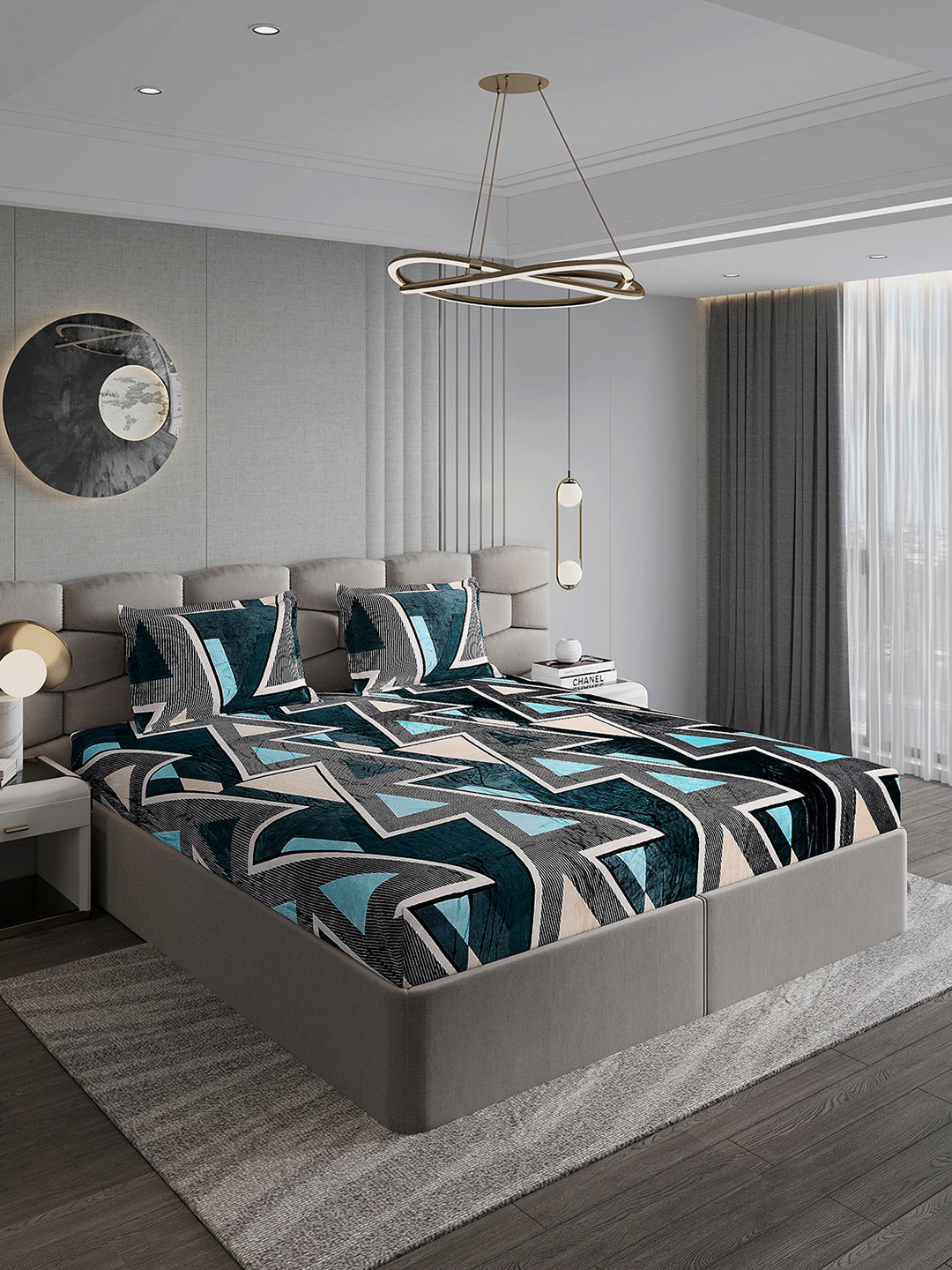247 GSM Polyester King Bed 1 Bedsheet with 2 Pillow Cover (Vibe)