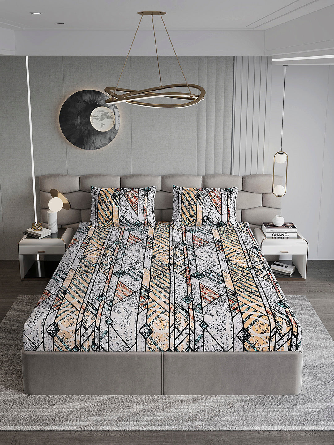 247 GSM 100% Polyester King Bed 1 Bedsheet with 2 Pillow Cover (Vibe)