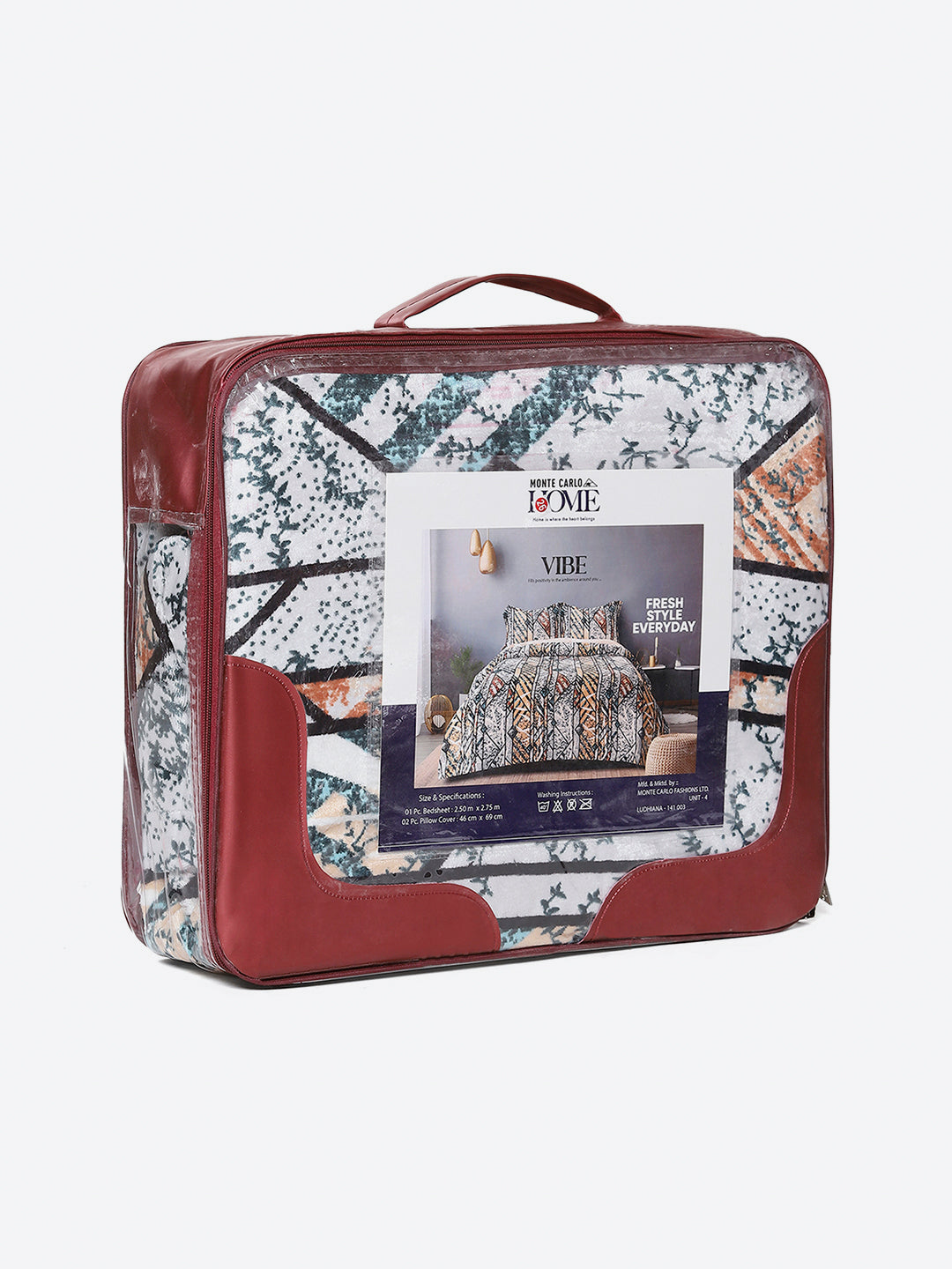 247 GSM 100% Polyester King Bed 1 Bedsheet with 2 Pillow Cover (Vibe)