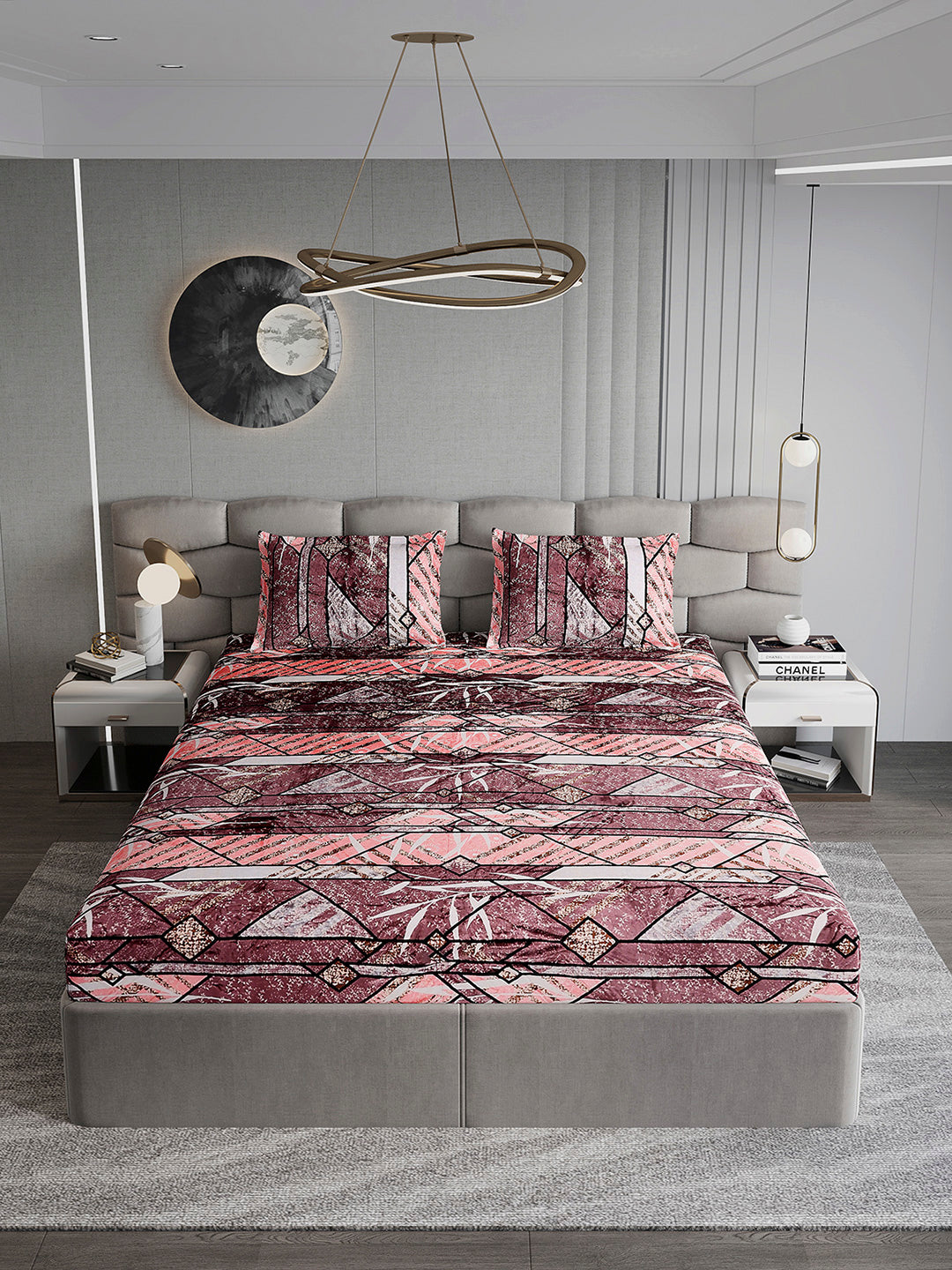 247 GSM 100% Polyester King Bed 1 Bedsheet with 2 Pillow Cover (Vibe)