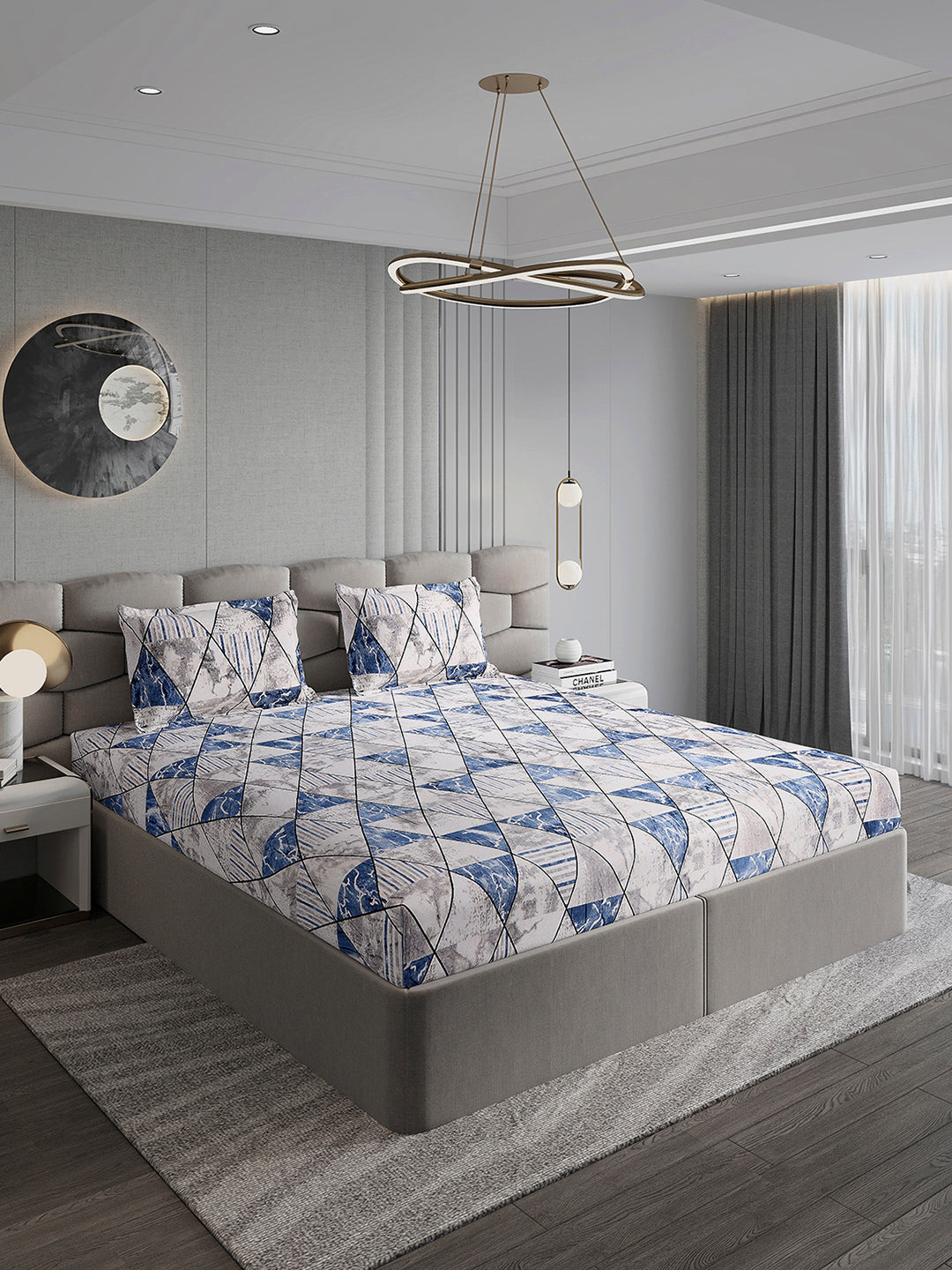 247 GSM Polyester King Bed 1 Bedsheet with 2 Pillow Cover (Vibe)