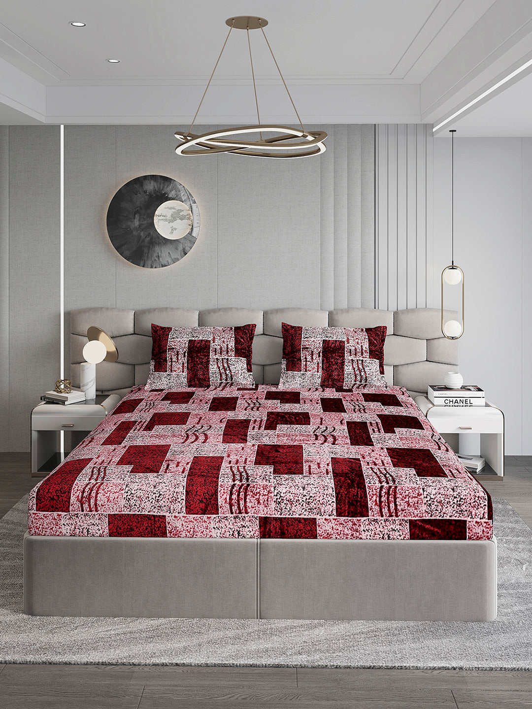 247 GSM 100% Polyester King Bed 1 Bedsheet with 2 Pillow Cover (Vibe)