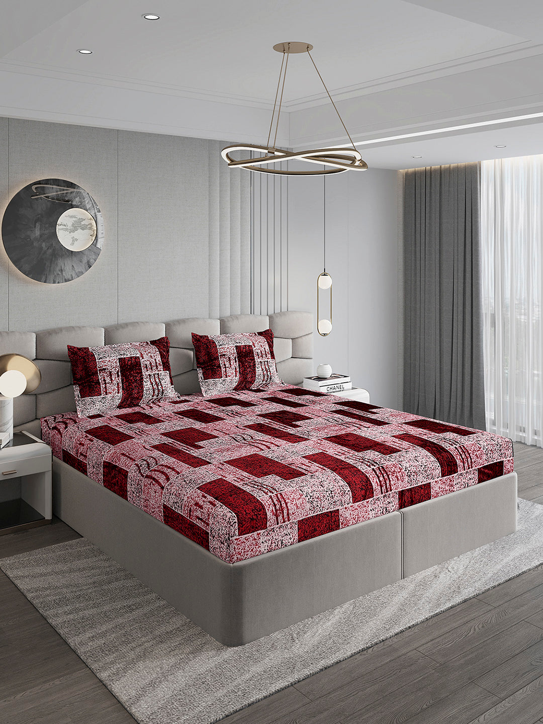 247 GSM 100% Polyester King Bed 1 Bedsheet with 2 Pillow Cover (Vibe)