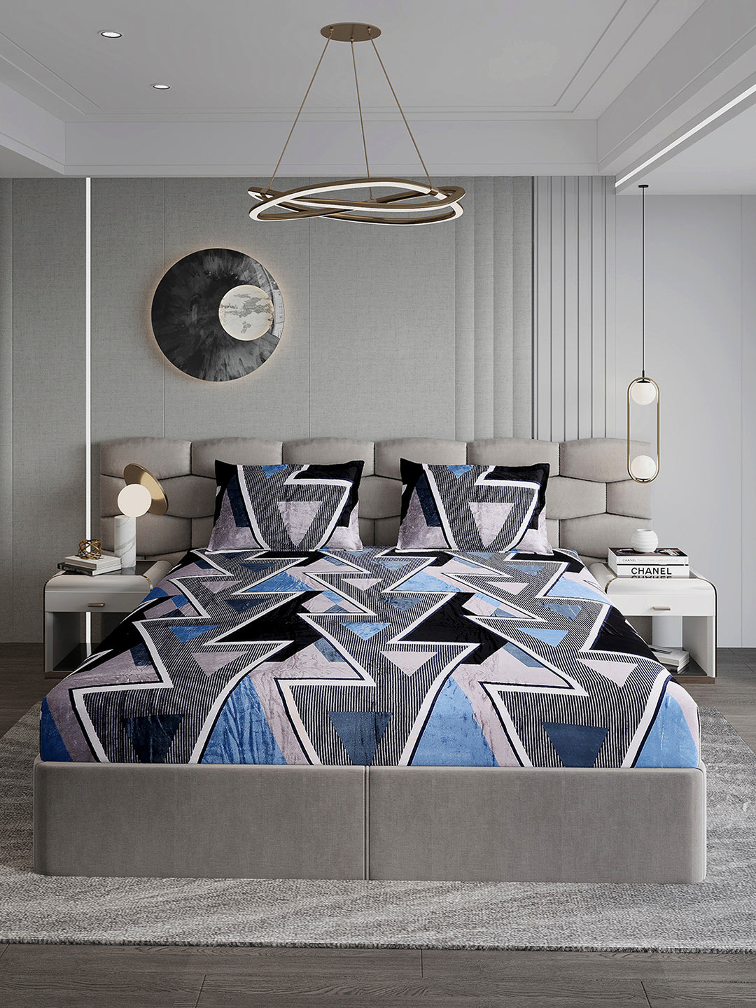 247 GSM 100% Polyester King Bed 1 Bedsheet with 2 Pillow Cover (Vibe)