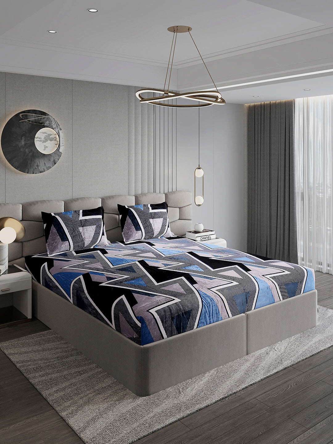 247 GSM 100% Polyester King Bed 1 Bedsheet with 2 Pillow Cover (Vibe)