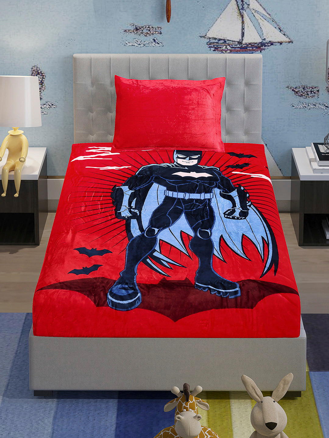Printed Baby Winter Bedsheet 1 Ply, 370 GSM, 1.3 kg (Super Hero)