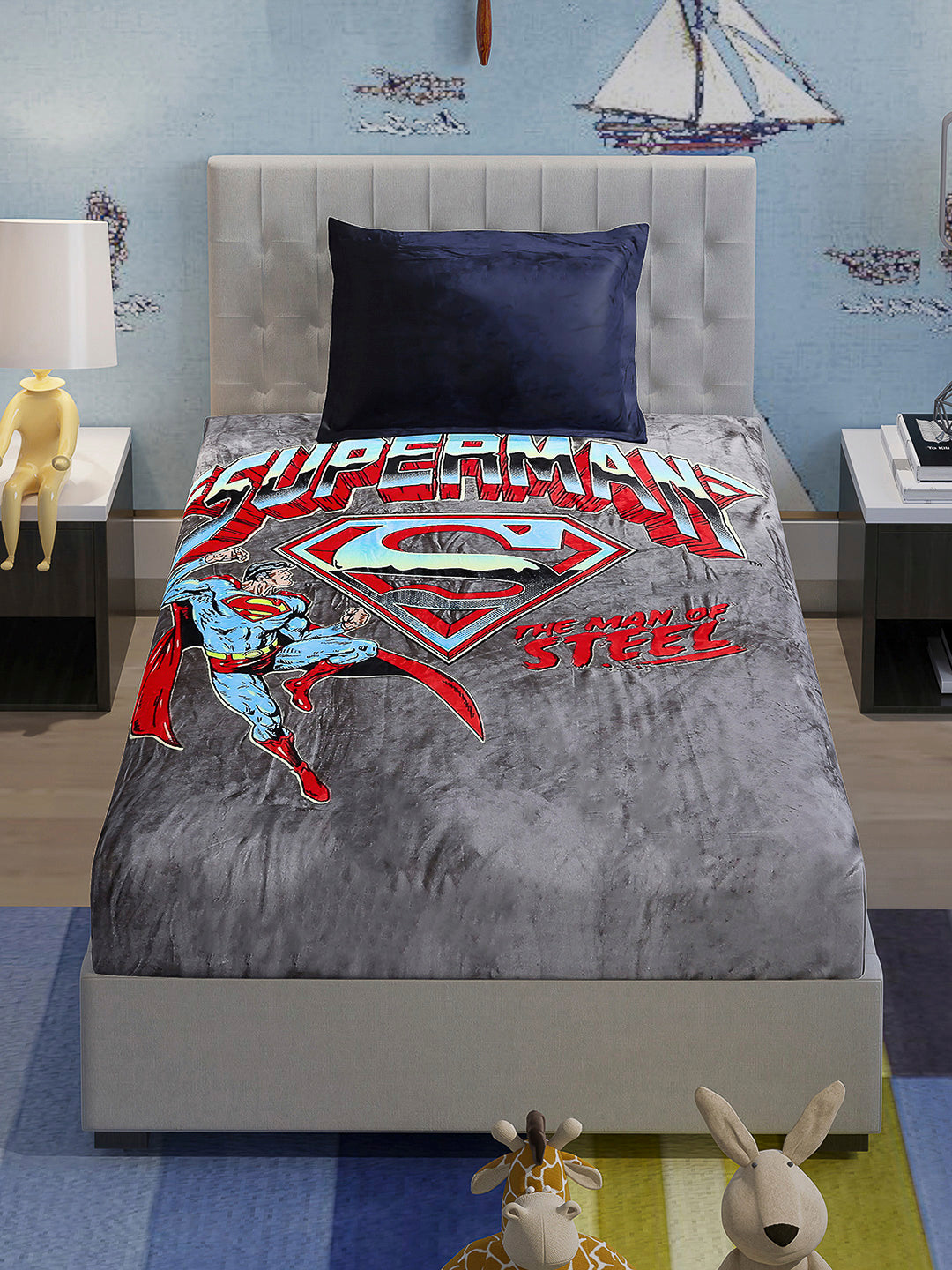 Printed Baby Winter Bedsheet 1 Ply, 370 GSM, 1.3 kg (Super Hero)