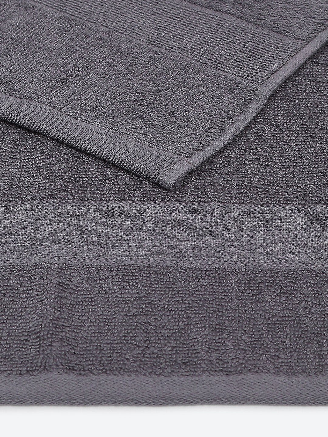 Grey Cotton Solid 380 GSM Bath Towel 2Pc Set (Albella)