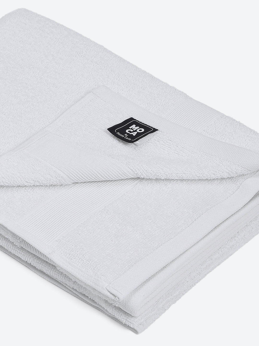 White Cotton Solid 380 GSM Bath Towel 2Pc Set (Albella)