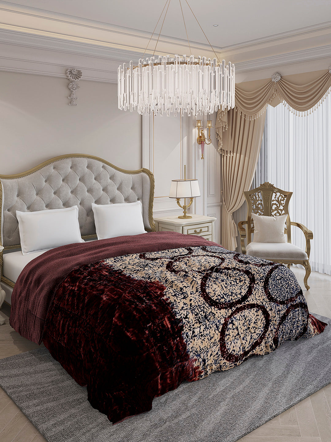 Printed Double Bed 852 GSM Comforter for Winter - (Altroz)