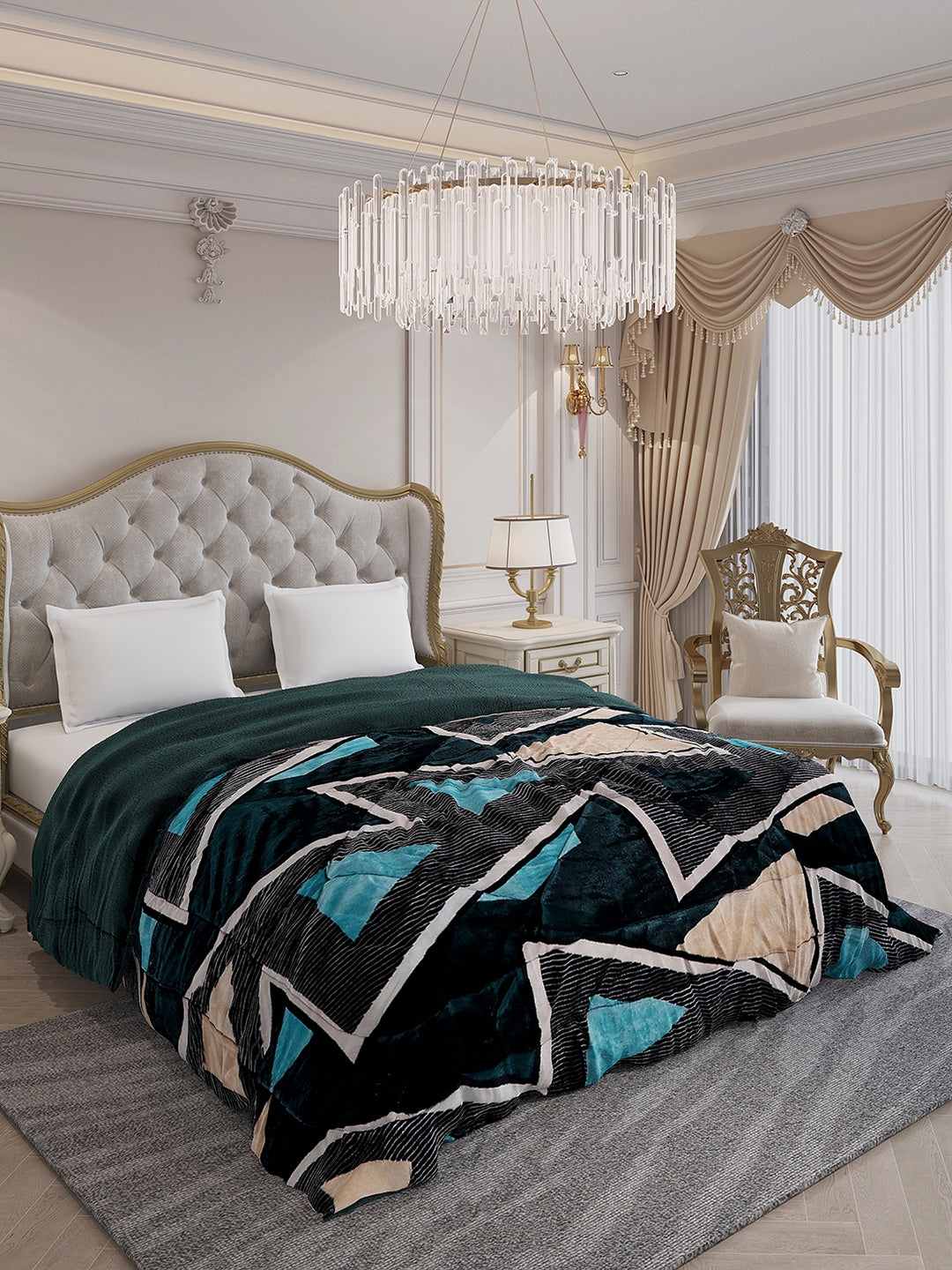 Printed Double Bed 852 GSM Comforter for Winter - (Altroz)