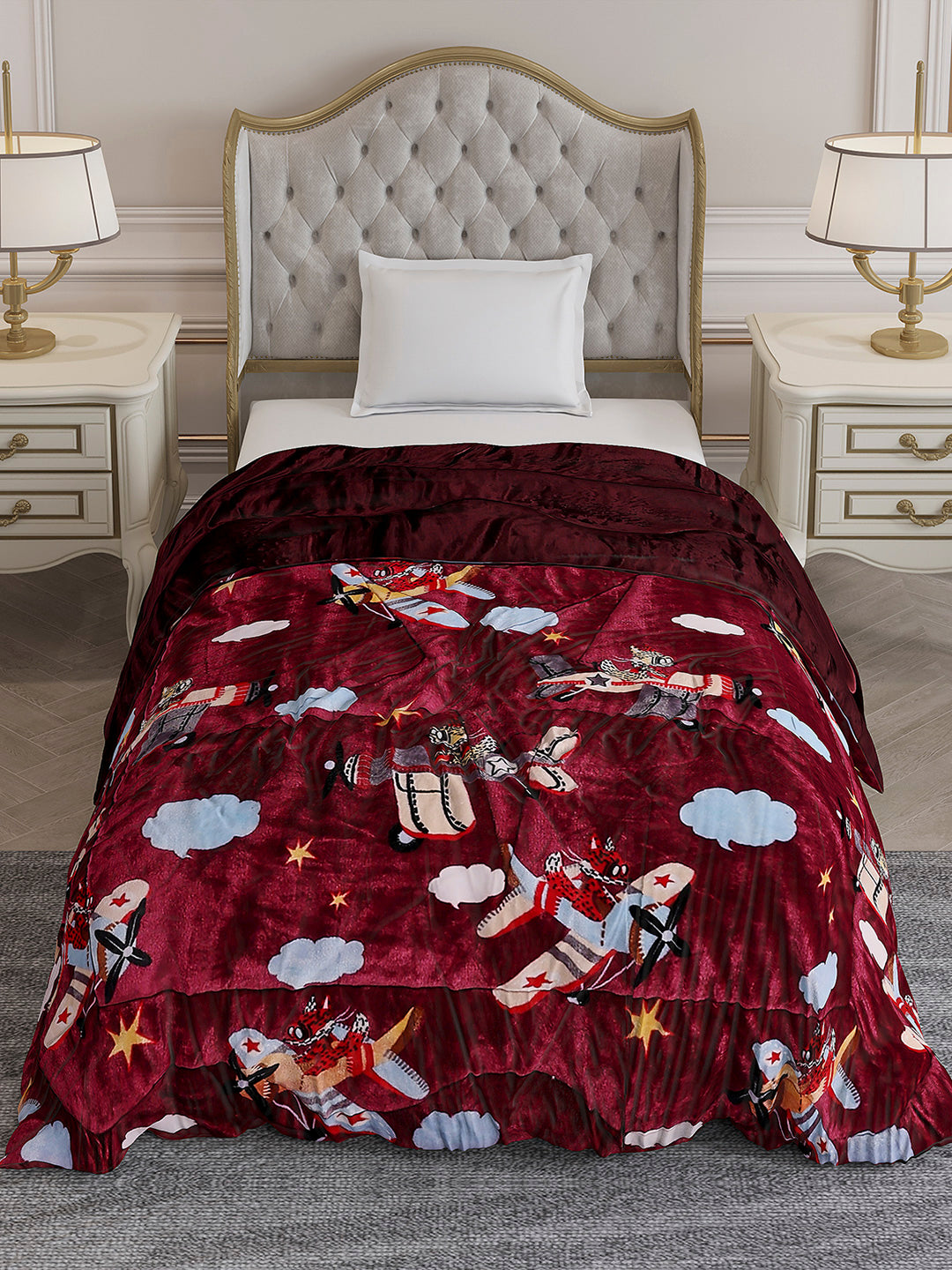 Printed Single Bed 300 GSM Comforter for Mild Winter (Ananya), Weight 720 gm