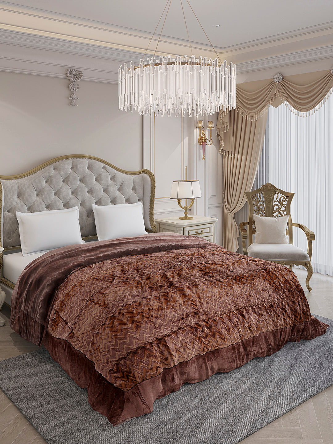 Printed Double Bed 1078 GSM Comforter for Winter - (Delicate)