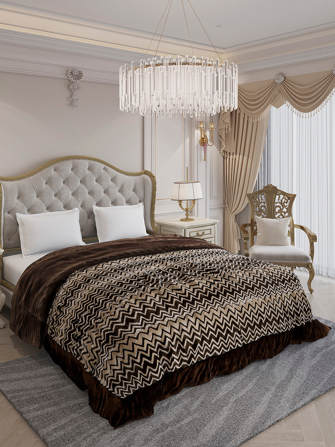 Printed Double Bed 1078 GSM Comforter for Winter - (Delicate)