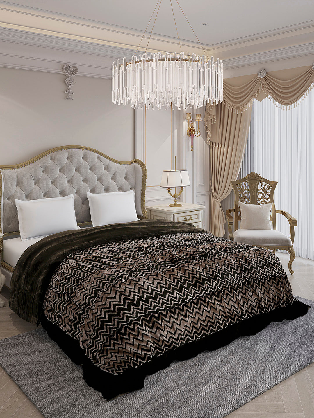 Printed Double Bed 1078 GSM Comforter for Winter - (Delicate)