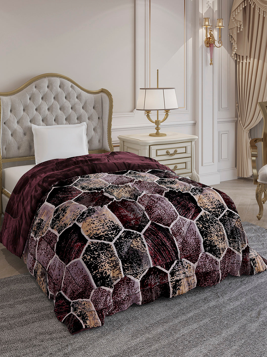 Printed Single Bed 1155 GSM Comforter for Winter - (Dixie)