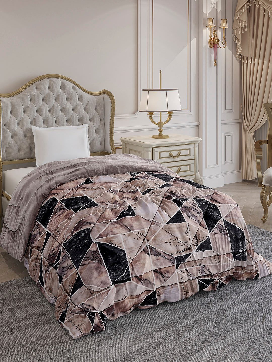 Printed Single Bed 1155 GSM Comforter for Winter - (Dixie)