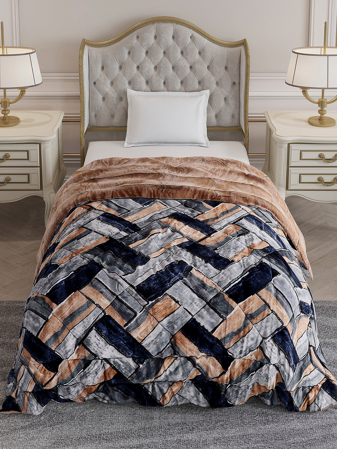 Printed Single Bed 300 GSM Comforter for Mild Winter (Dixie), Weight 725 gm