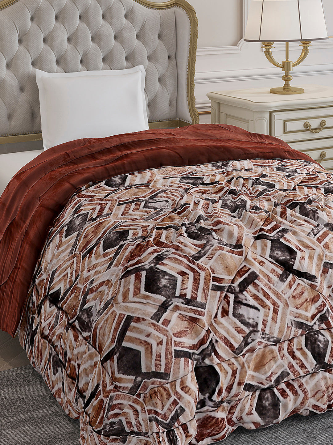 Printed Single Bed 233 GSM Comforter for Mild Winter (James), Weight 715 gm