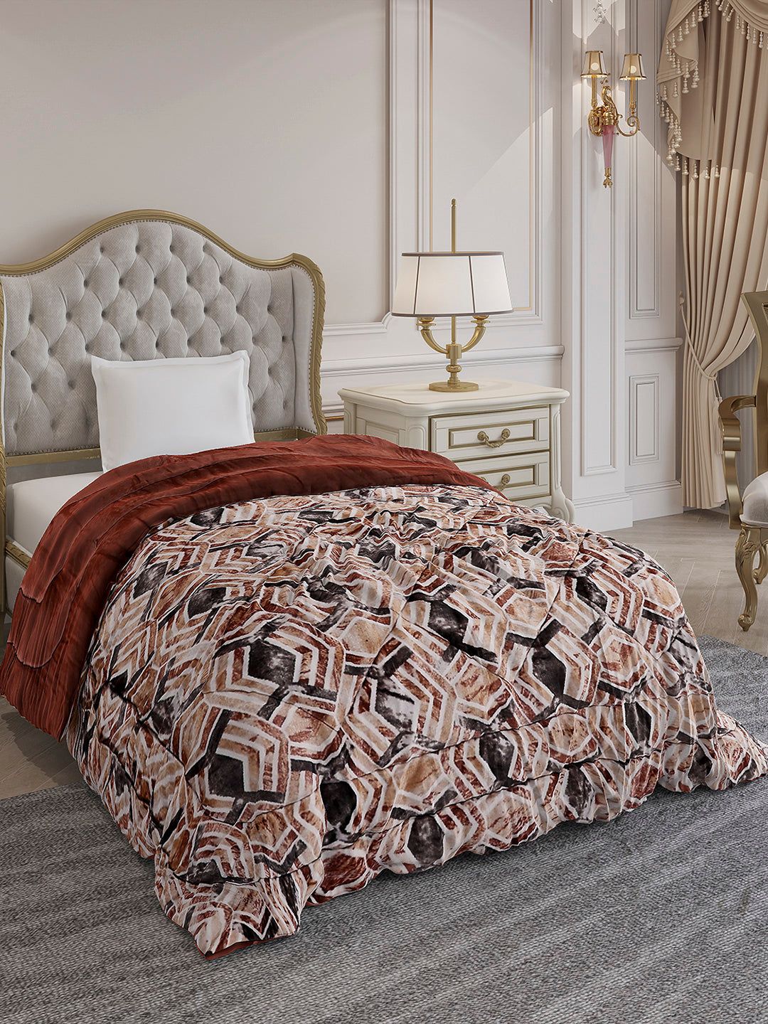 Printed Single Bed 233 GSM Comforter for Mild Winter (James), Weight 715 gm