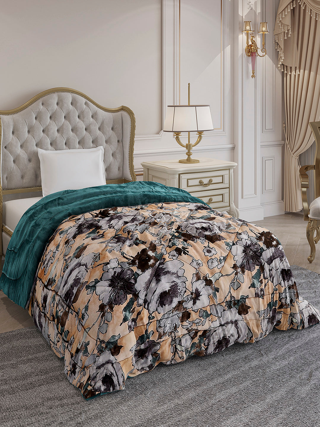 Printed Single Bed 233 GSM Comforter for Mild Winter (James), Weight 715 gm