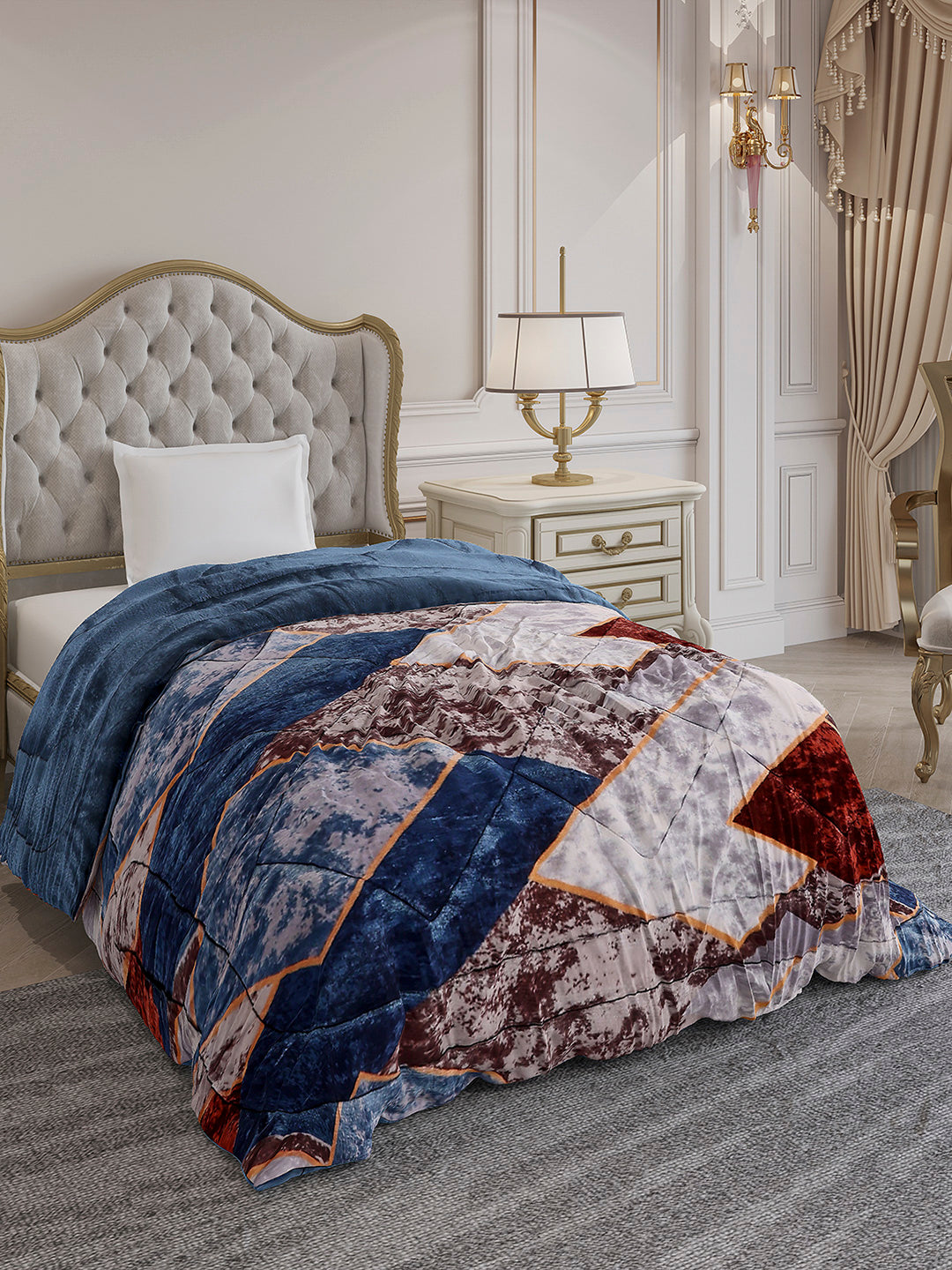 Printed Single Bed 966 GSM Comforter for Winter - (Teresa)