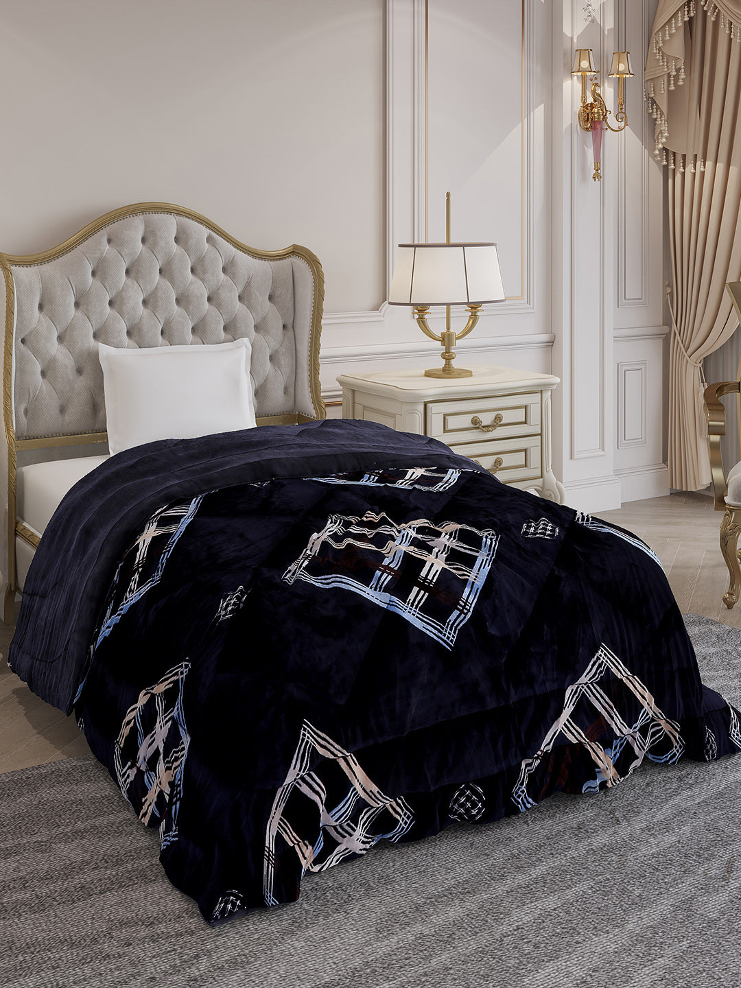 Printed Single Bed 966 GSM Comforter for Winter - (Teresa)
