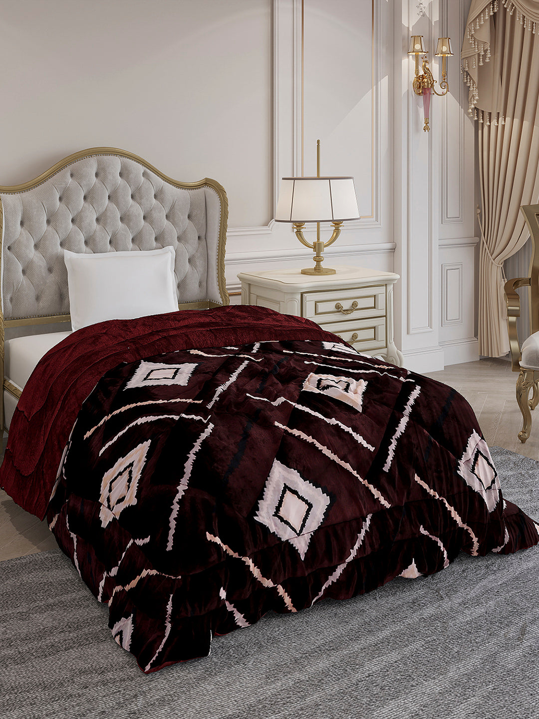 Printed Single Bed 966 GSM Comforter for Winter - (Teresa)