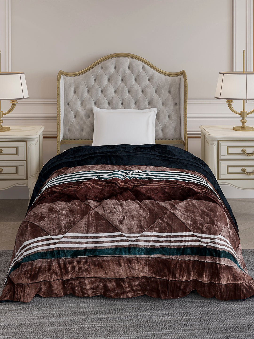 Printed Single Bed 966 GSM Comforter for Winter - (Teresa)