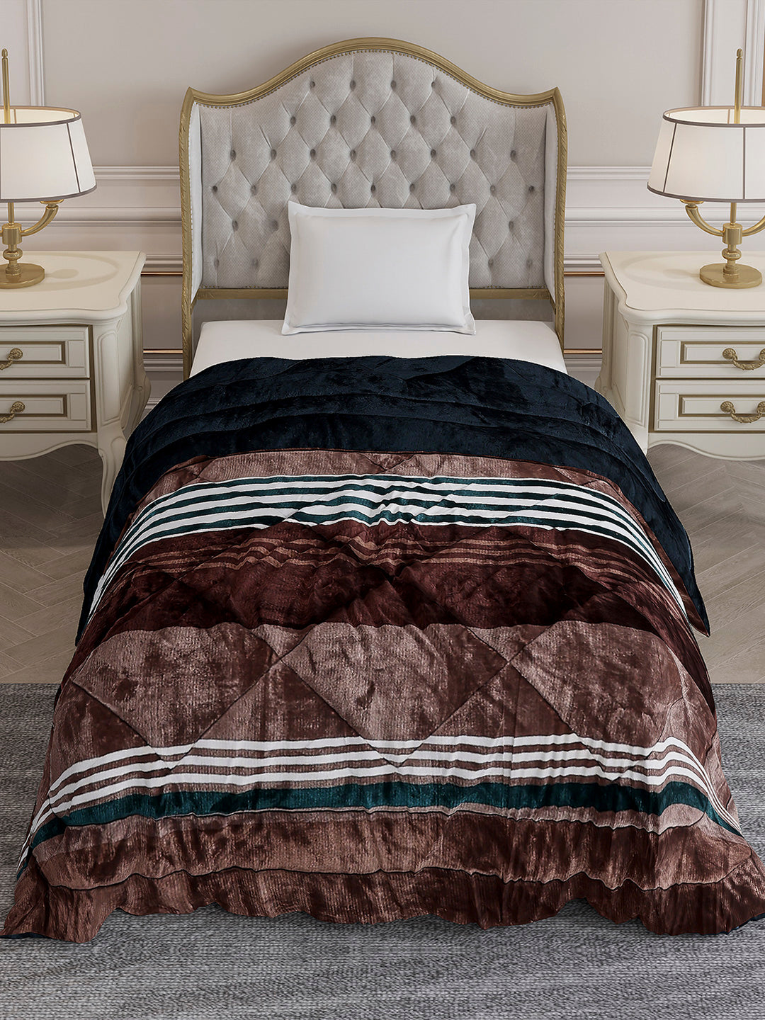 Printed Single Bed 966 GSM Comforter for Winter - (Teresa)