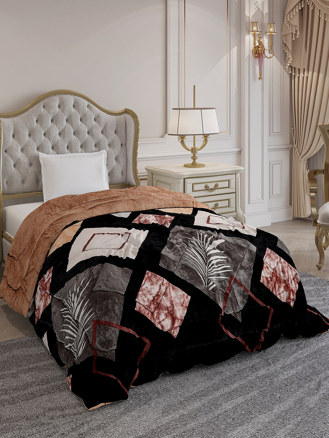Printed Single Bed 966 GSM Comforter for Winter - (Teresa)