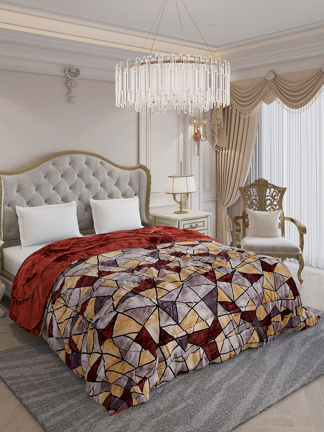 Printed Double Bed 1009 GSM Comforter for Winter - (Wild Beauty)