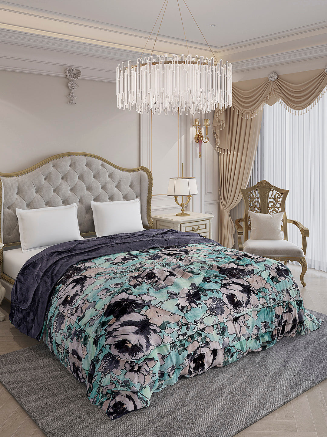 Printed Double Bed 1009 GSM Comforter for Winter - (Wild Beauty)