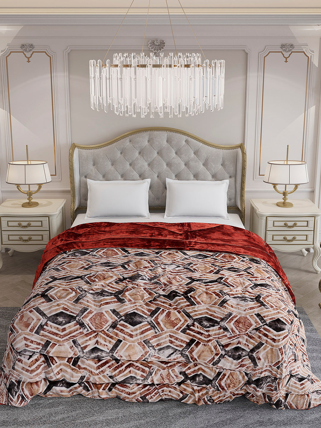 Printed Double Bed 1009 GSM Comforter for Winter - (Wild Beauty)