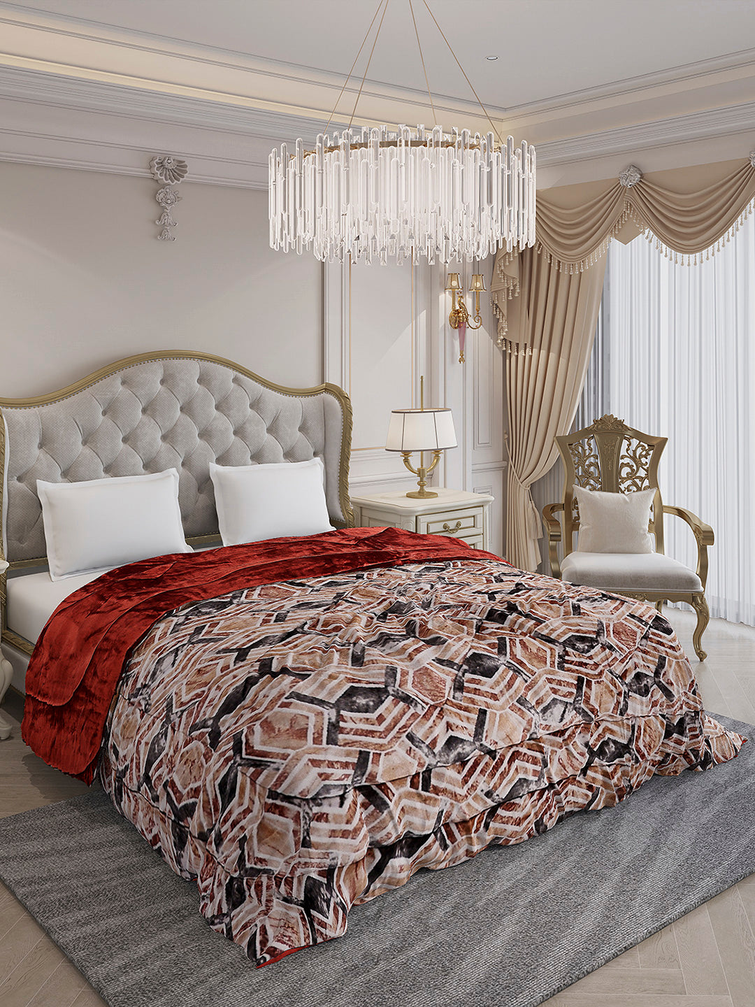 Printed Double Bed 1009 GSM Comforter for Winter - (Wild Beauty)