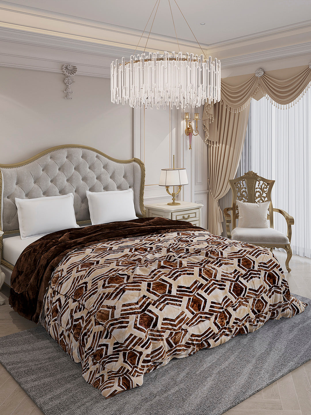 Printed Double Bed 1009 GSM Comforter for Winter - (Wild Beauty)