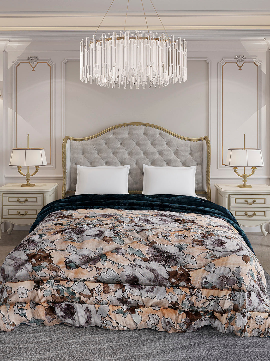 Printed Double Bed 233 GSM Comforter for Mild Winter (Beauty), Weight 855 gm