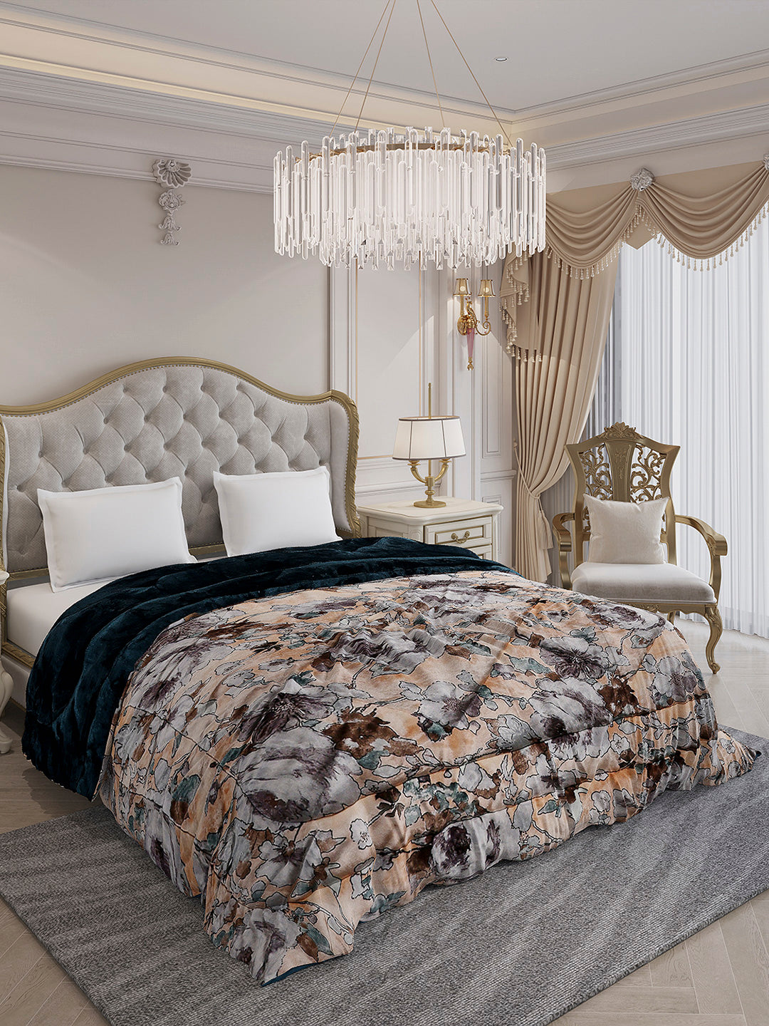 Printed Double Bed 233 GSM Comforter for Mild Winter (Beauty), Weight 855 gm