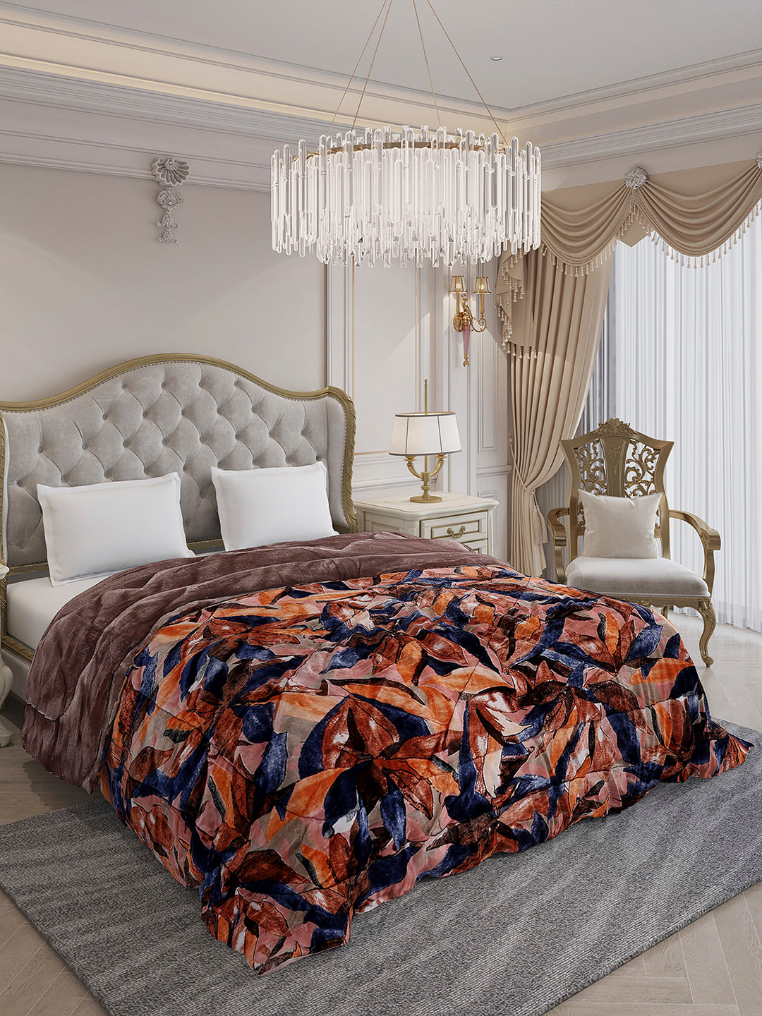 Printed Double Bed 233 GSM Comforter for Mild Winter (Beauty), Weight 855 gm